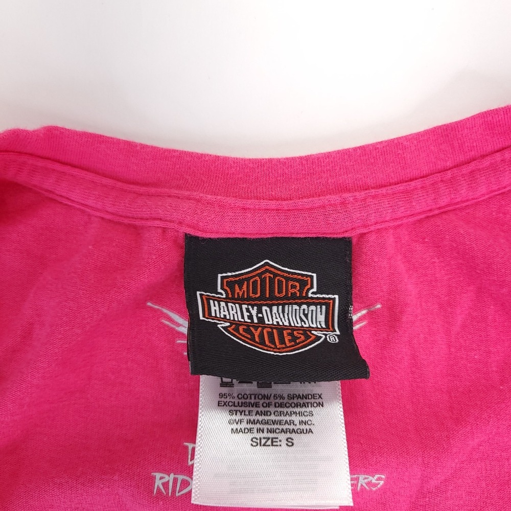 Harley Davidson T Shirt Womens Small Pink French Bulldog HDMC Front Back Graphic - Picture 4 of 10